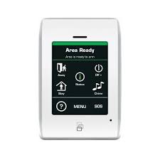 Touchscreen alarm system keypad installed in a new home