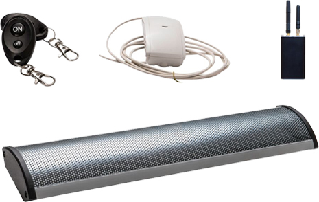 Security sound barrier system kit with remote controls, receiver and sound barrier unit